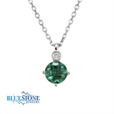 Silver Emerald & Diamond Necklace- May Birthstone